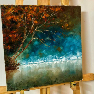 Art - Of lakes and trees. Oil on canvas 15x15