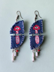 Fun-gi fabric earrings (handpainted)