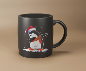 Penguin Christmas Theme Coffee Mug-Black